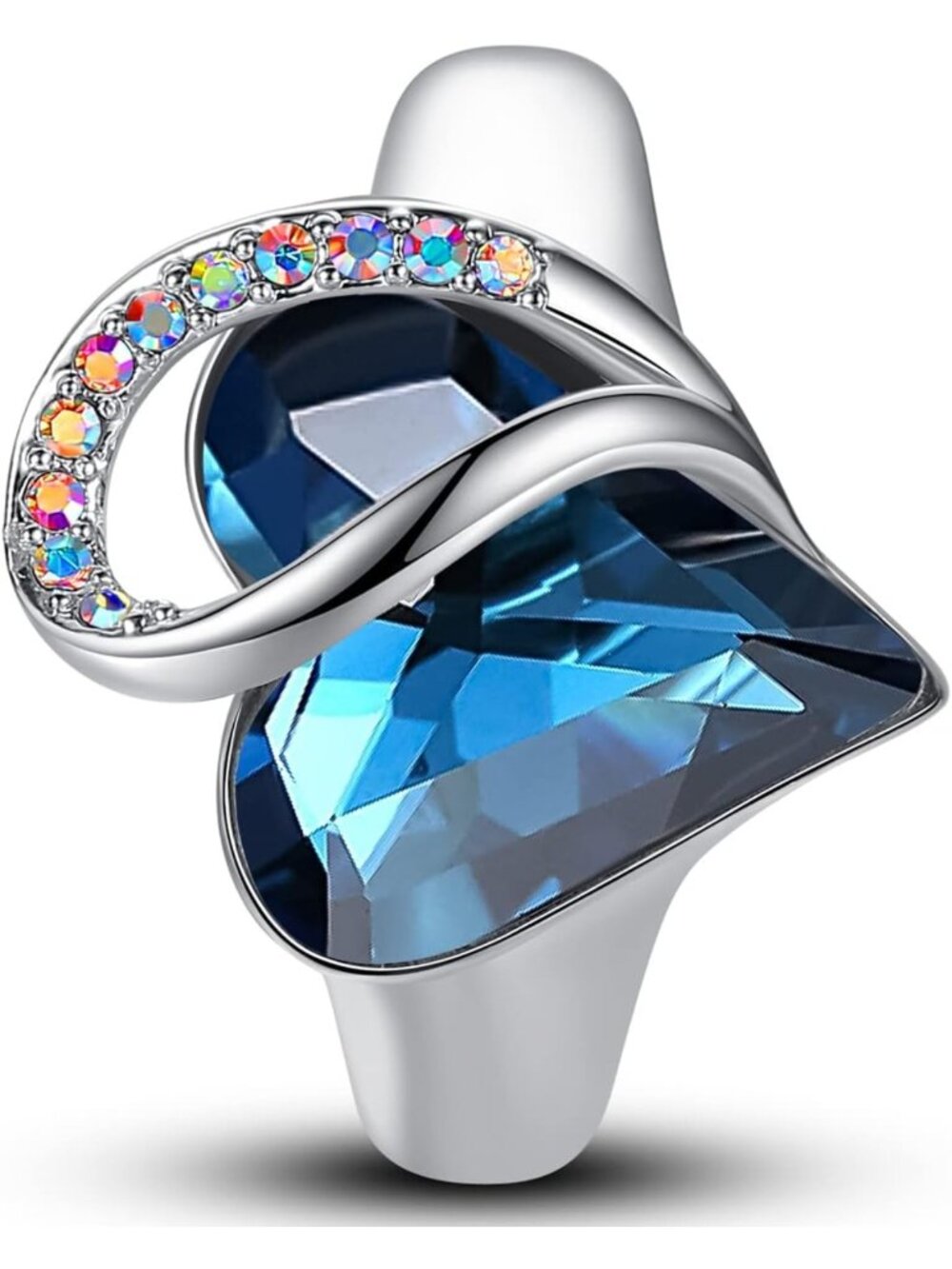 Adjustable Infinity Love Heart Ring with Birthstone Crystals - Healing Jewelry